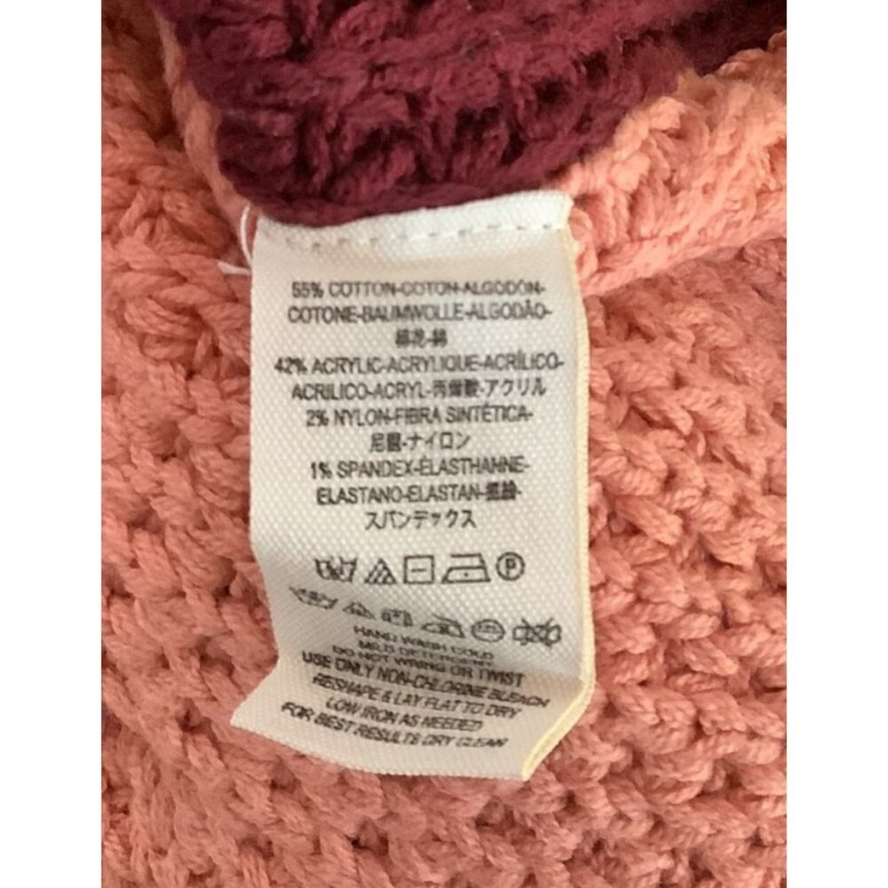 FREE PEOPLE Wine Colorblock Park City Slouchy Waffle Cotton Blend Sweater Est. S - Picture 7 of 8